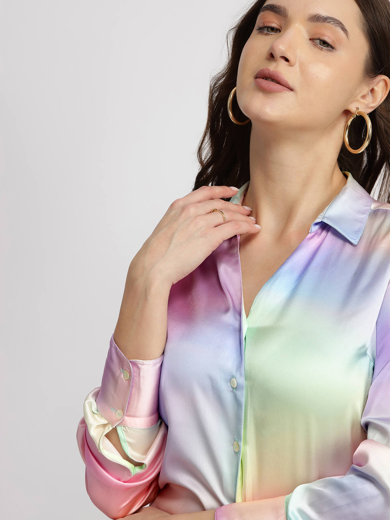 Satin Ombre Shirt - Lilac