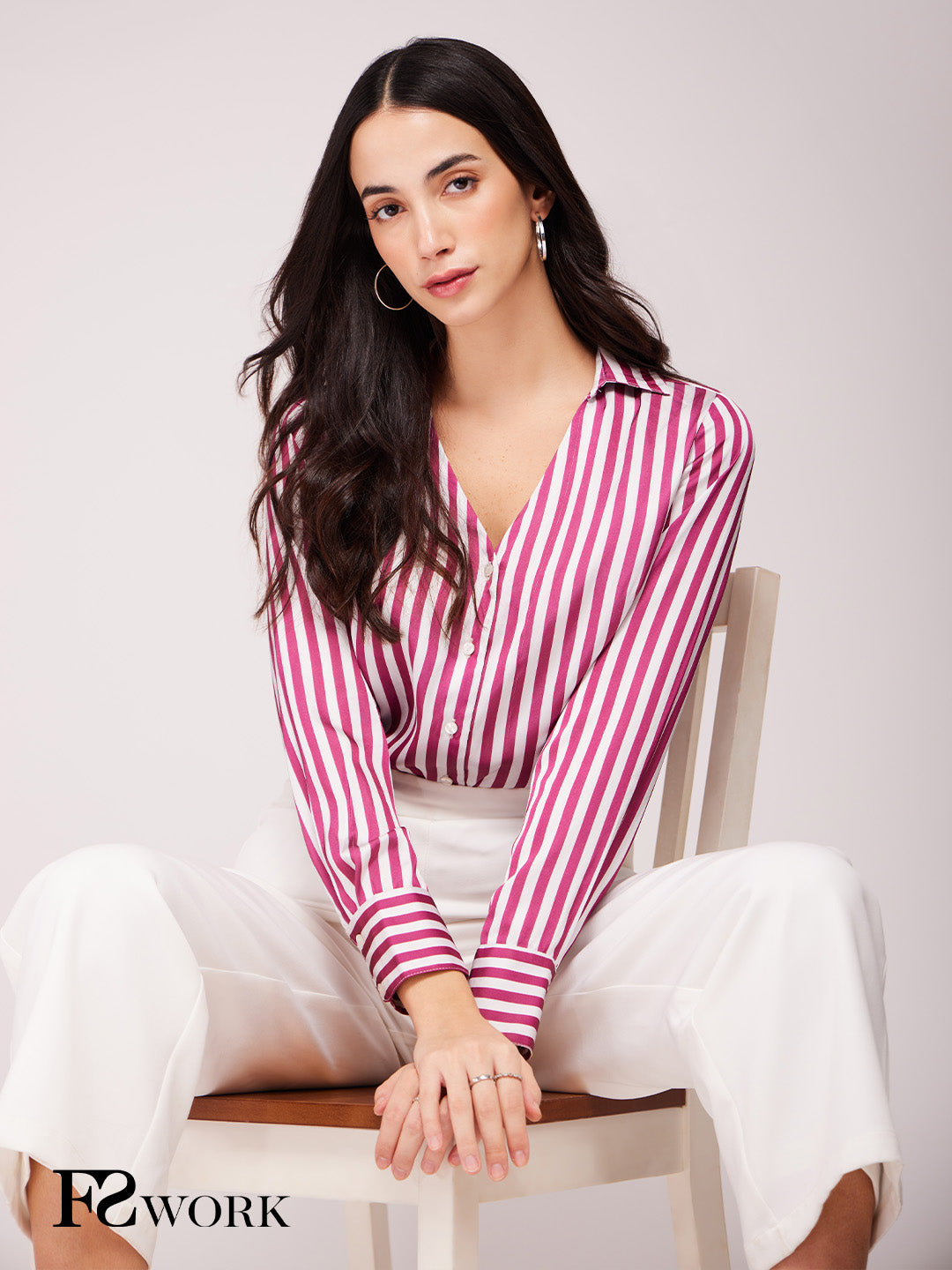 Satin Striped Shirt - Maroon