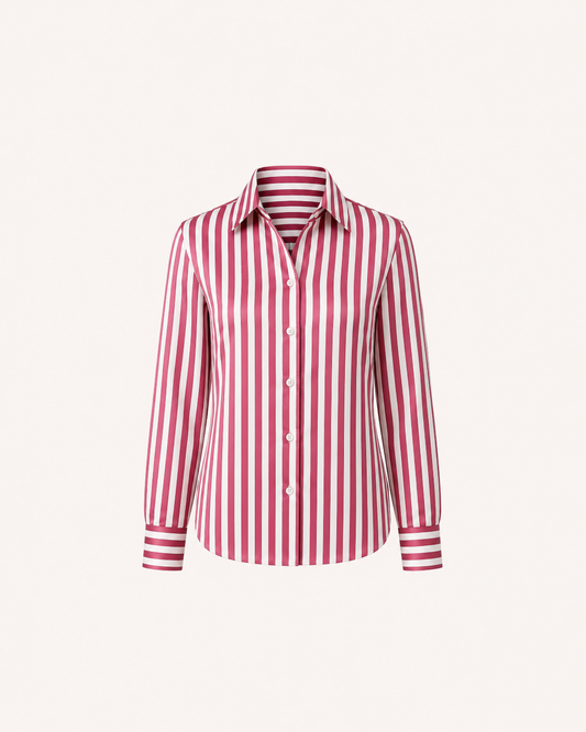 Satin Striped Shirt - Maroon