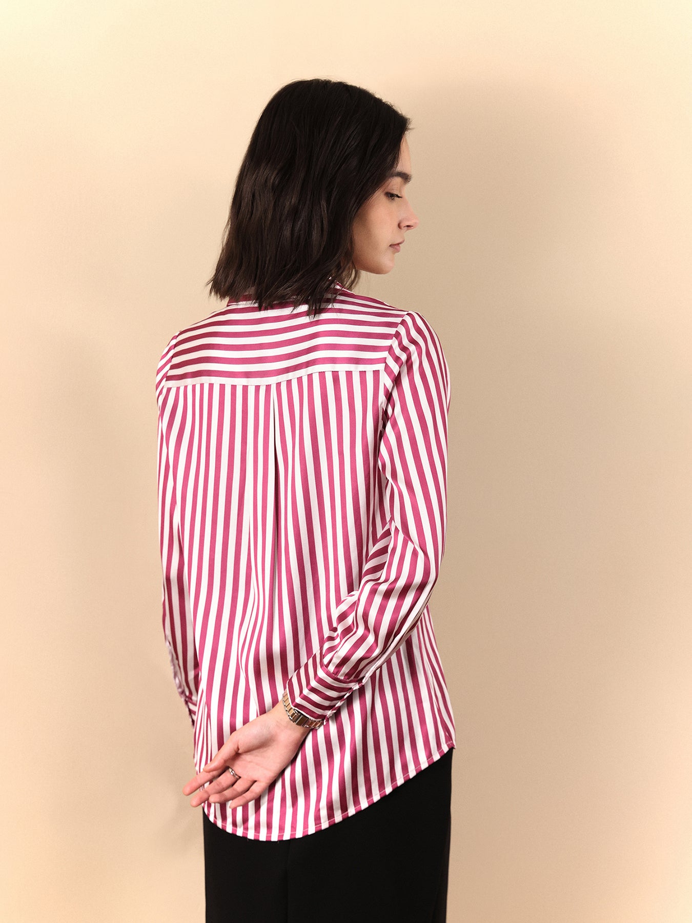 Satin Striped Shirt - Maroon