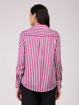 Satin Striped Shirt - Maroon