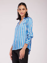 Satin Striped Shirt - Blue