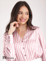 Satin Stripes Shirt - Pink