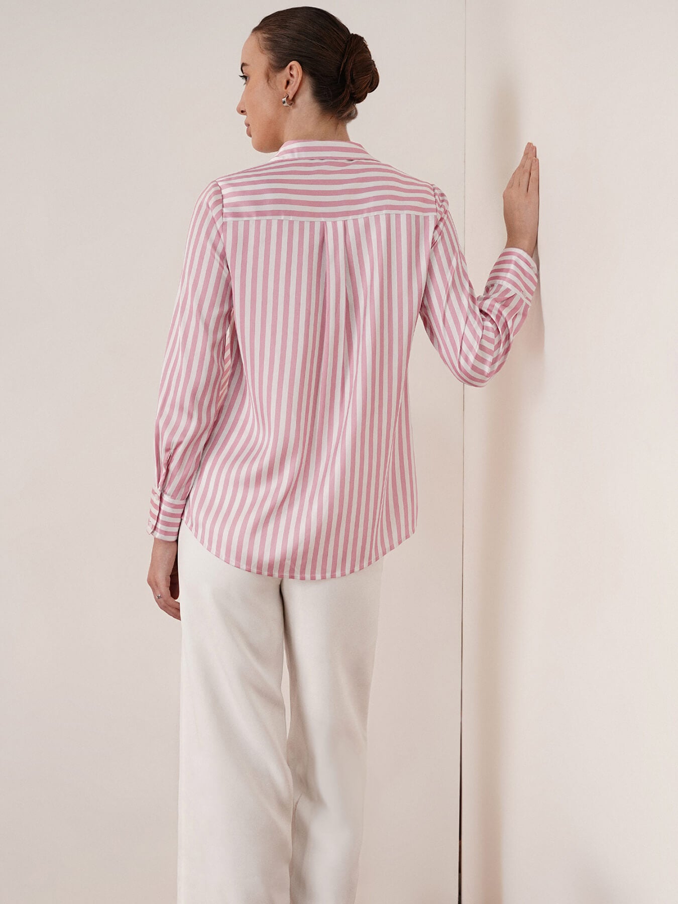 Satin Stripes Shirt - Pink