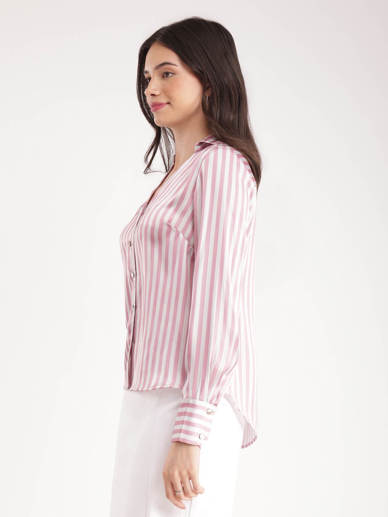 Satin Stripes Shirt - Pink