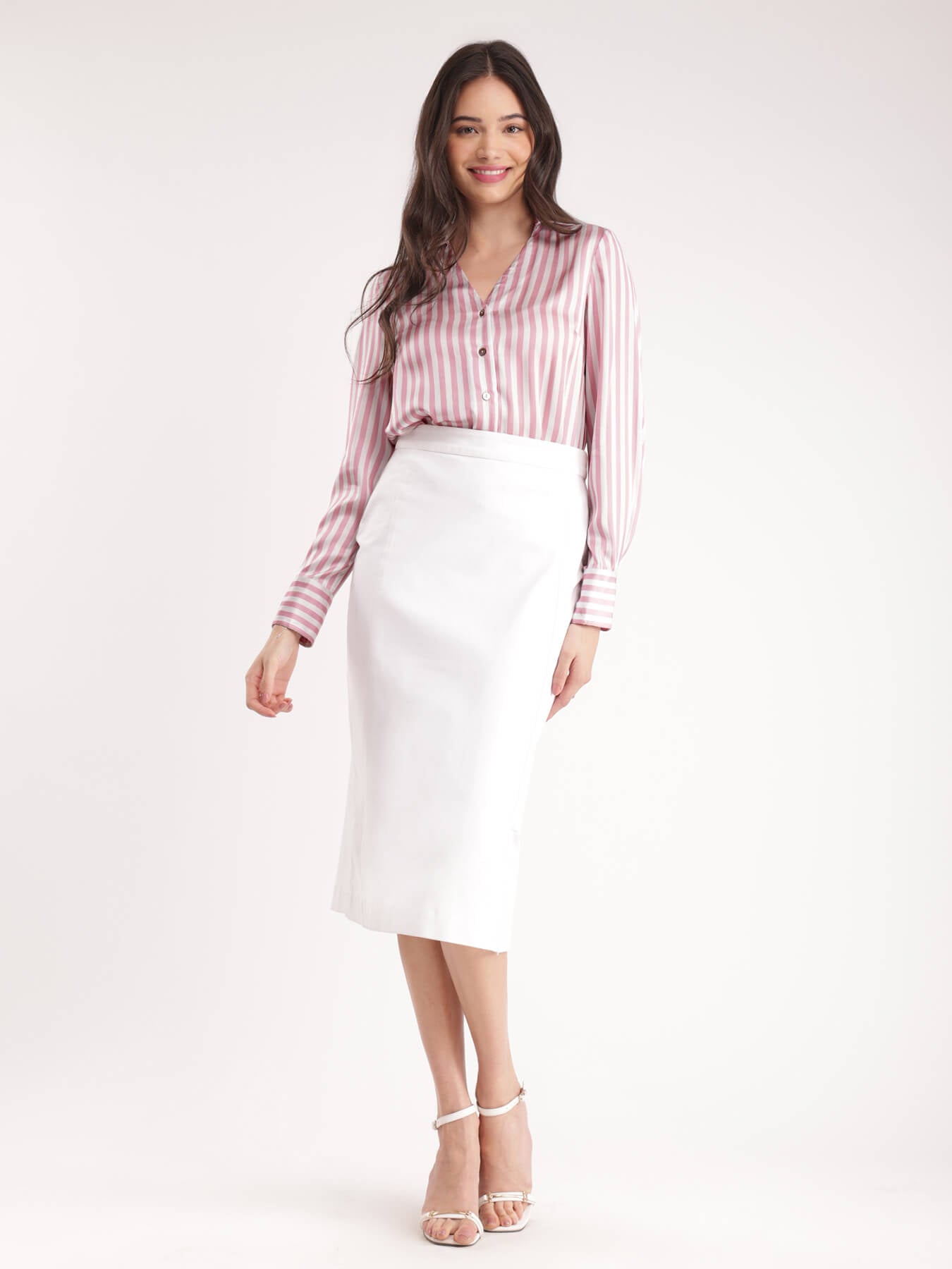 Satin Stripes Shirt - Pink