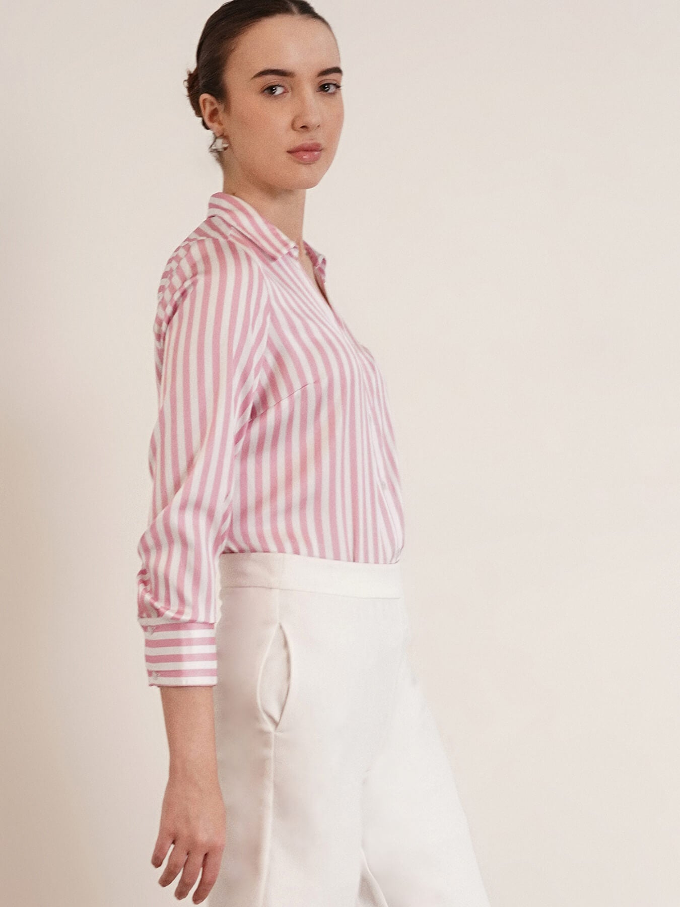 Satin Stripes Shirt - Pink