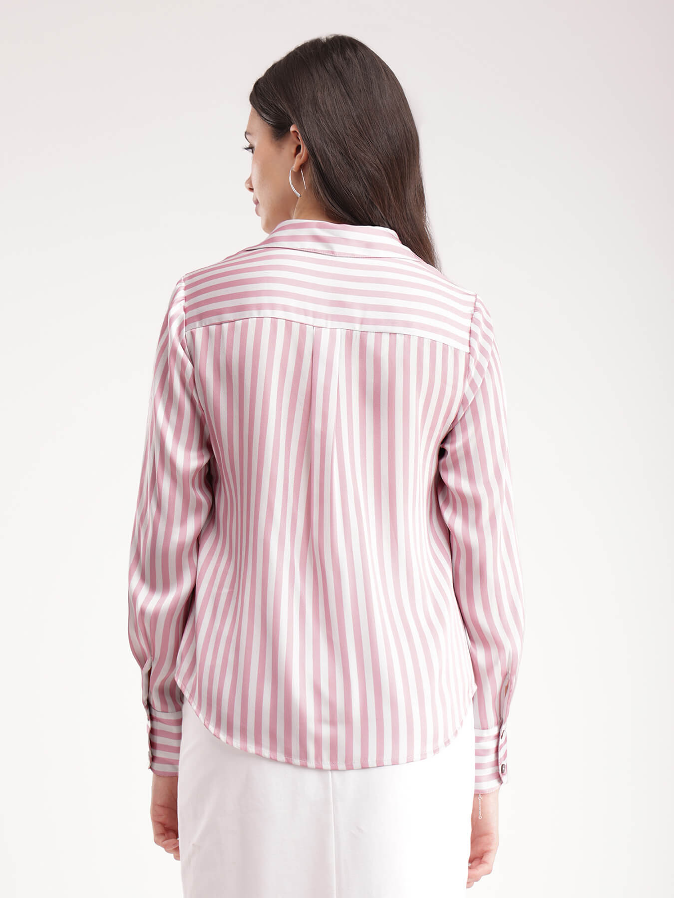 Satin Stripes Shirt - Pink