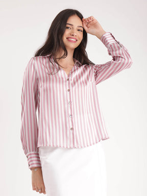 Satin Stripes Shirt - Pink
