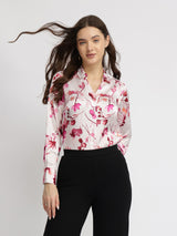 Satin Floral Shirt - Pink