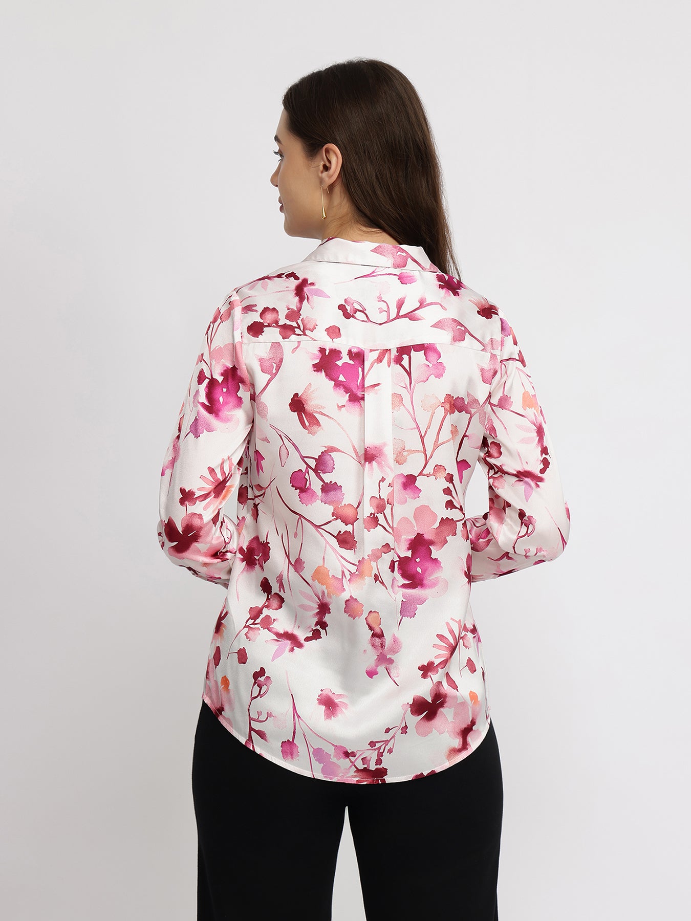 Satin Floral Shirt - Pink