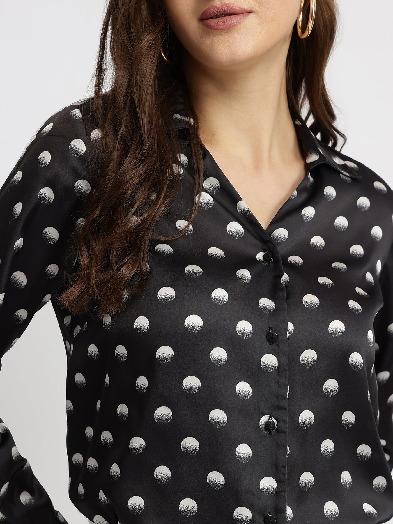 Satin Polka Dot Shirt - Black
