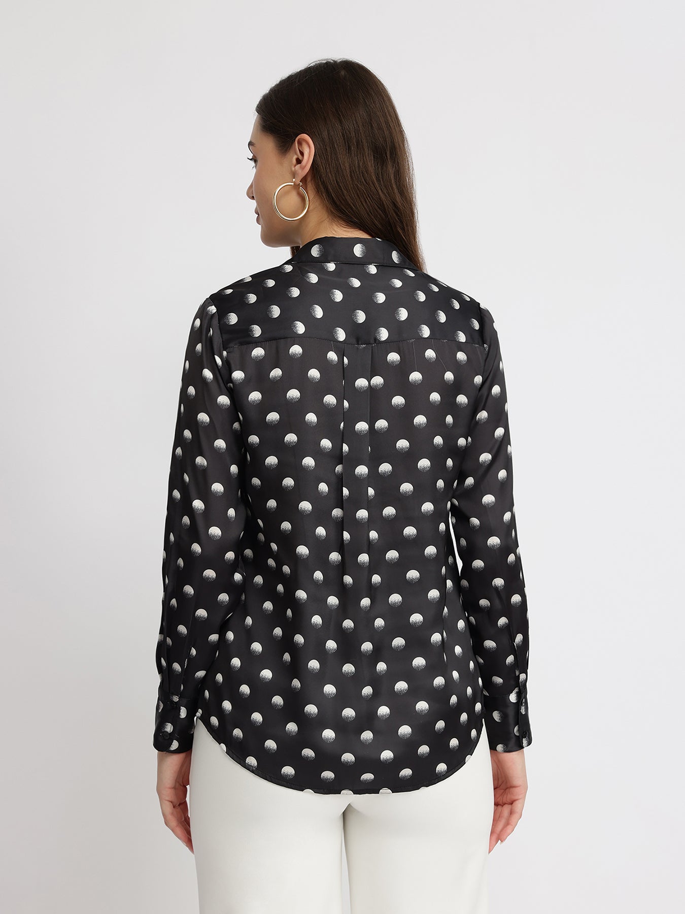Satin Polka Dot Shirt - Black