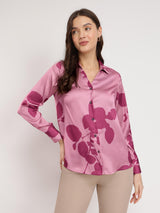 Satin Floral Shirt - Pink