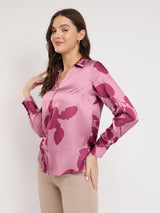 Satin Floral Shirt - Pink