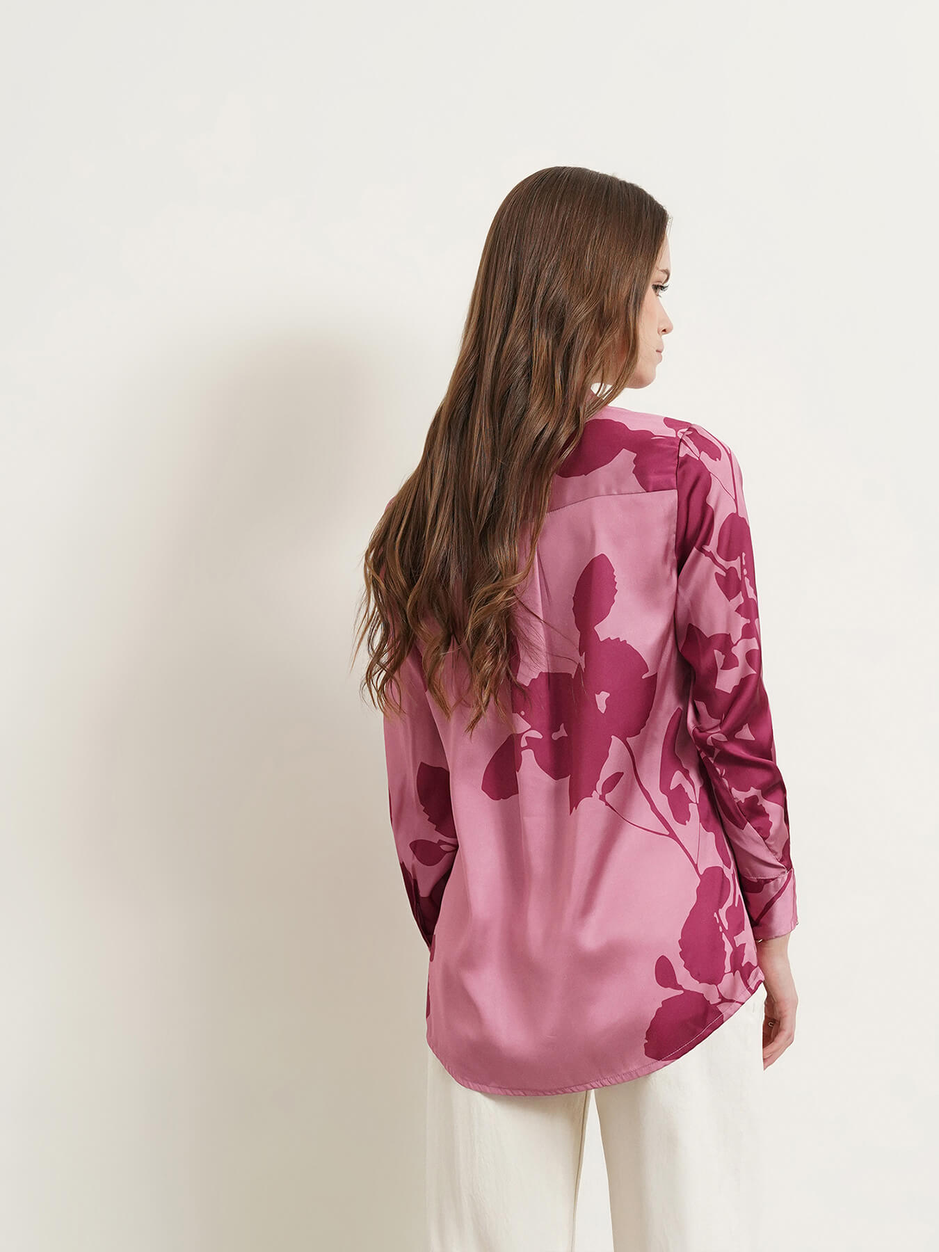Satin Floral Shirt - Pink