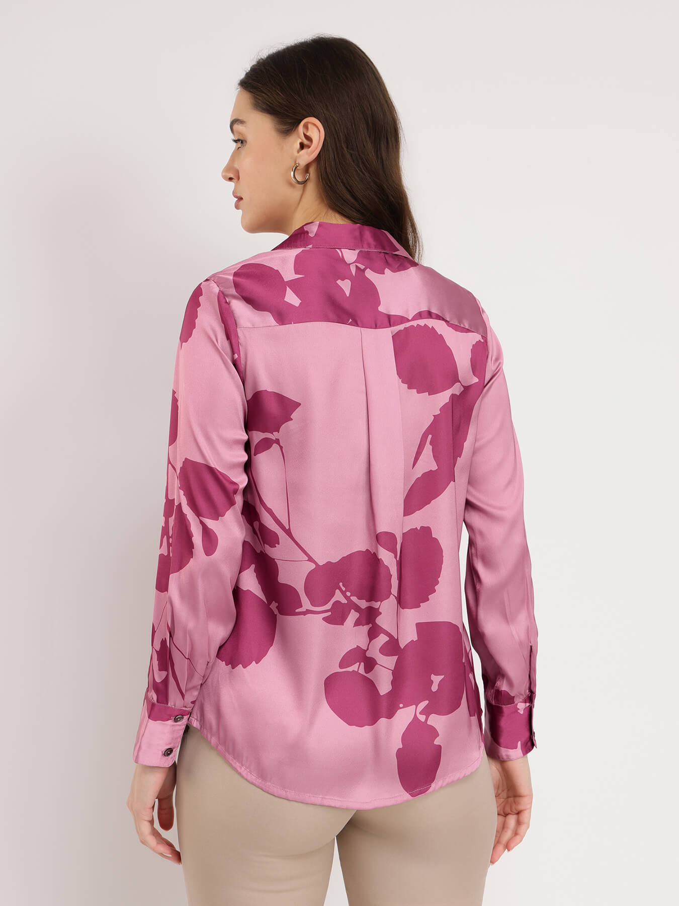 Satin Floral Shirt - Pink