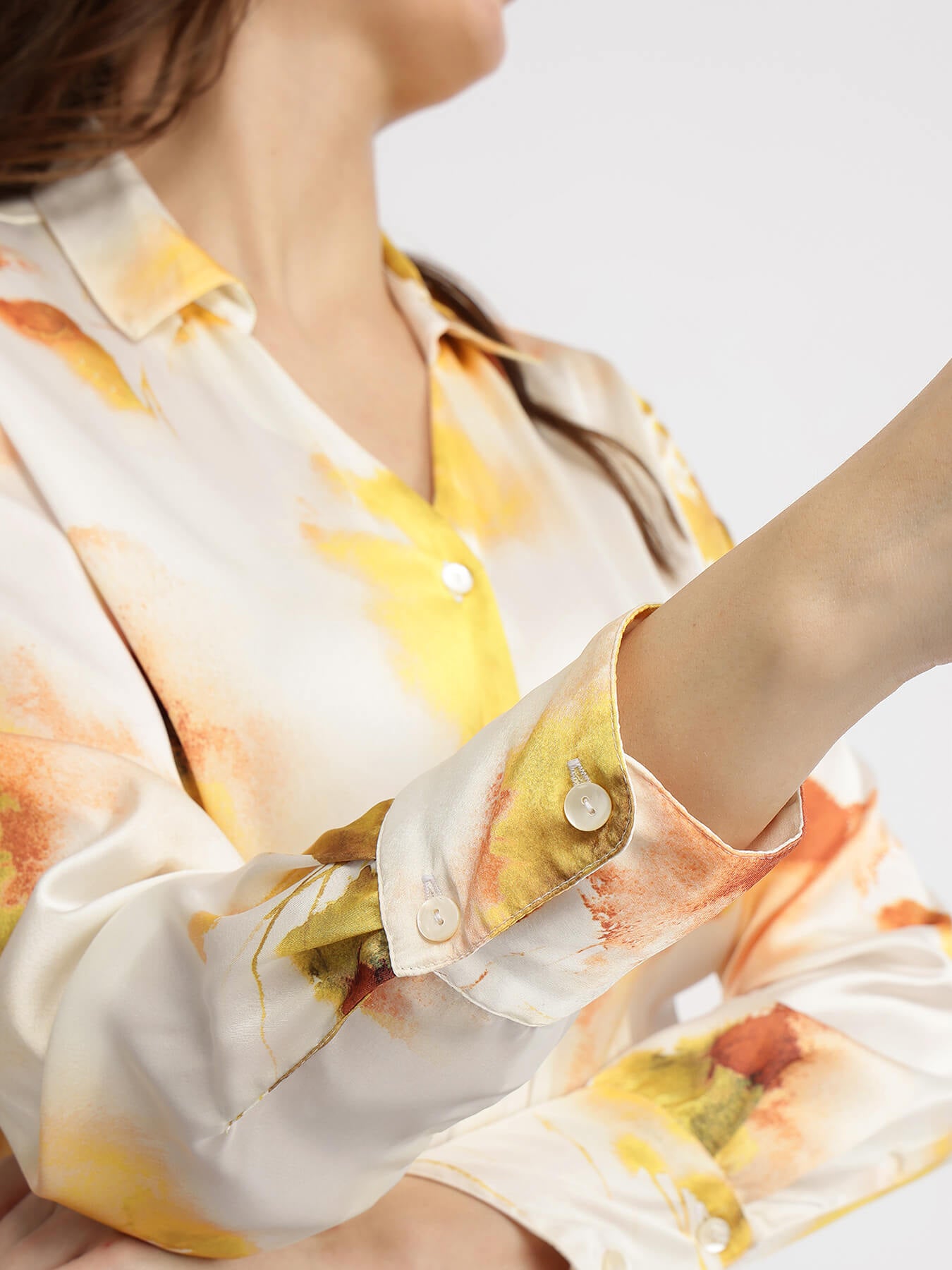 Satin Floral Shirt - Yellow