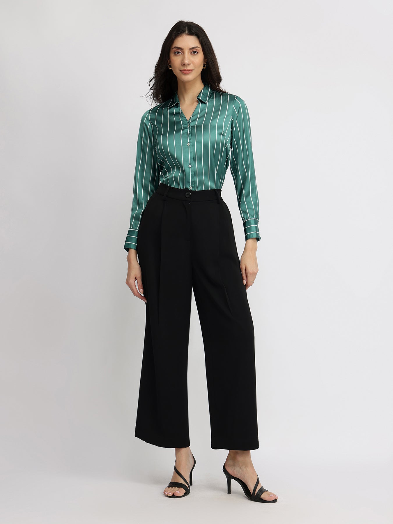 Satin Striped Shirt - Green