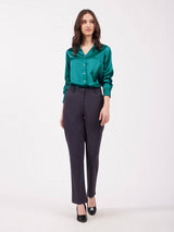 Satin Collared Neck Shirt - Teal