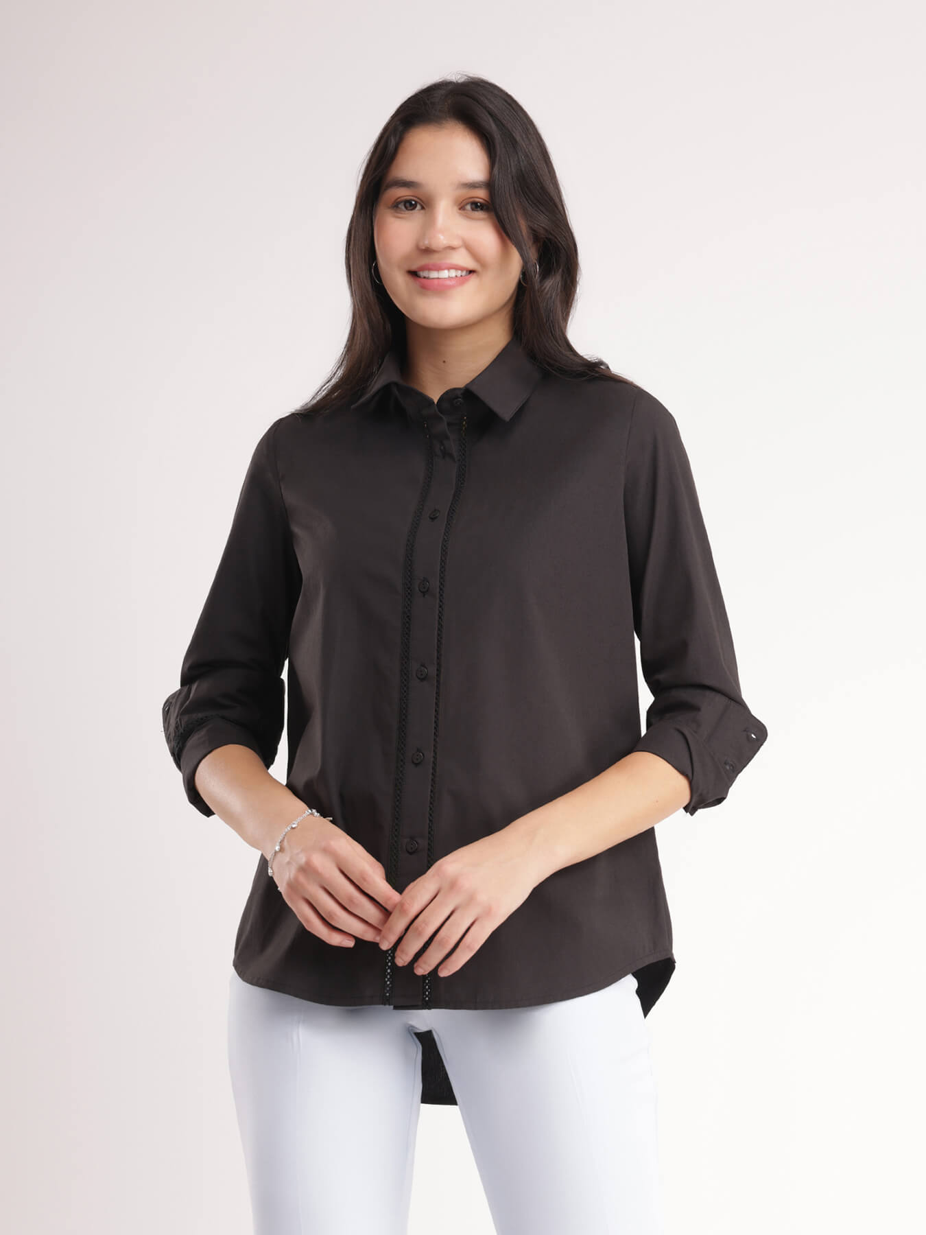Cotton Lace Shirt - Black