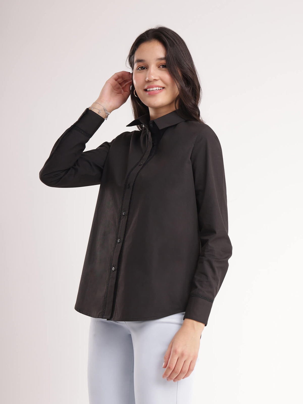 Cotton Lace Shirt - Black