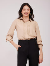 Front Pleat Shirt - Beige