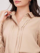 Front Pleat Shirt - Beige