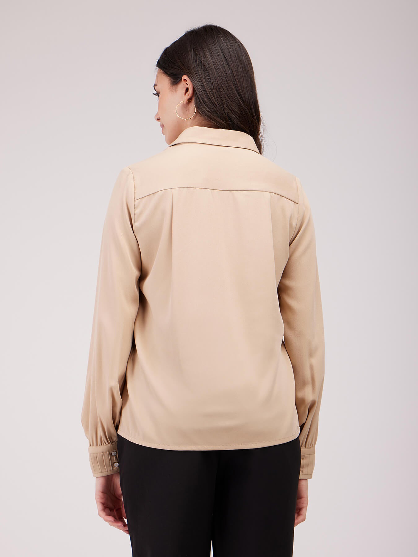 Front Pleat Shirt - Beige