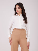 Pleated Full Sleeves Shirt - White