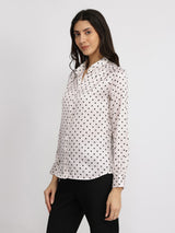 Satin Polka Dot Shirt - White
