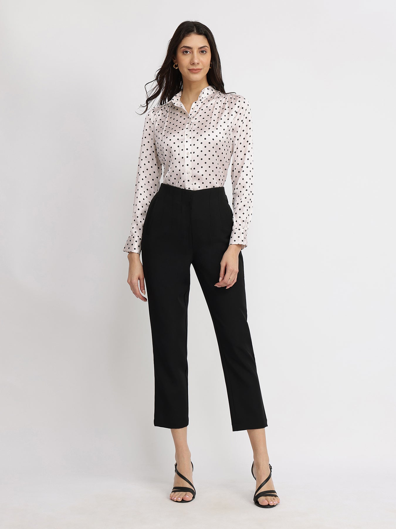 Satin Polka Dot Shirt - White