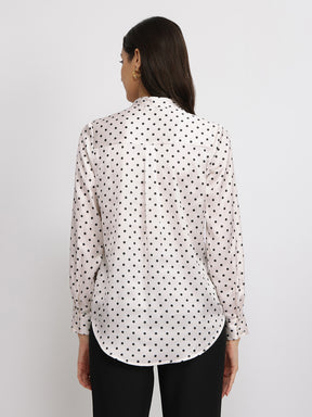 Satin Polka Dot Shirt - White
