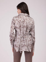 Satin Animal Print Shirt - White And Brown