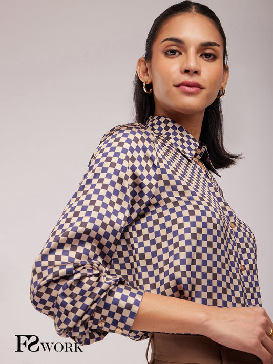Satin Buttoned Down Shirt - Multicolour