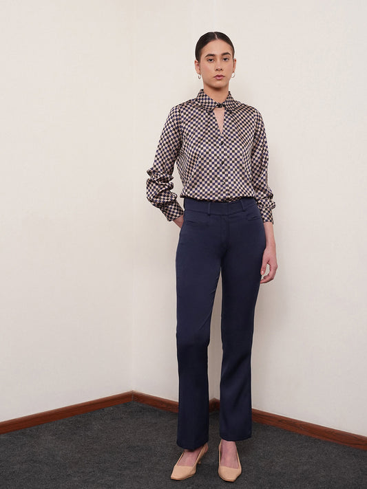 Satin Buttoned Down Shirt - Multicolour