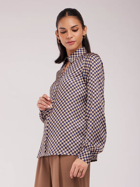 Satin Buttoned Down Shirt - Multicolour