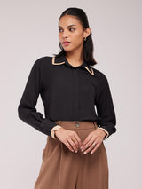 Dual Collared Shirt - Black