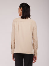 Contrast Tie-Up Shirt - Beige