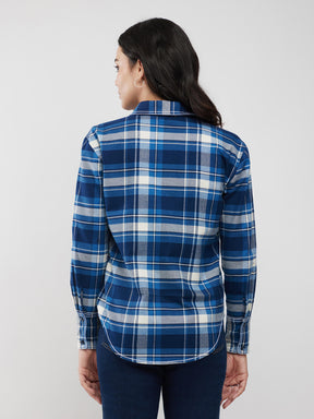 Checkered Button Down Shirt - Blue And White