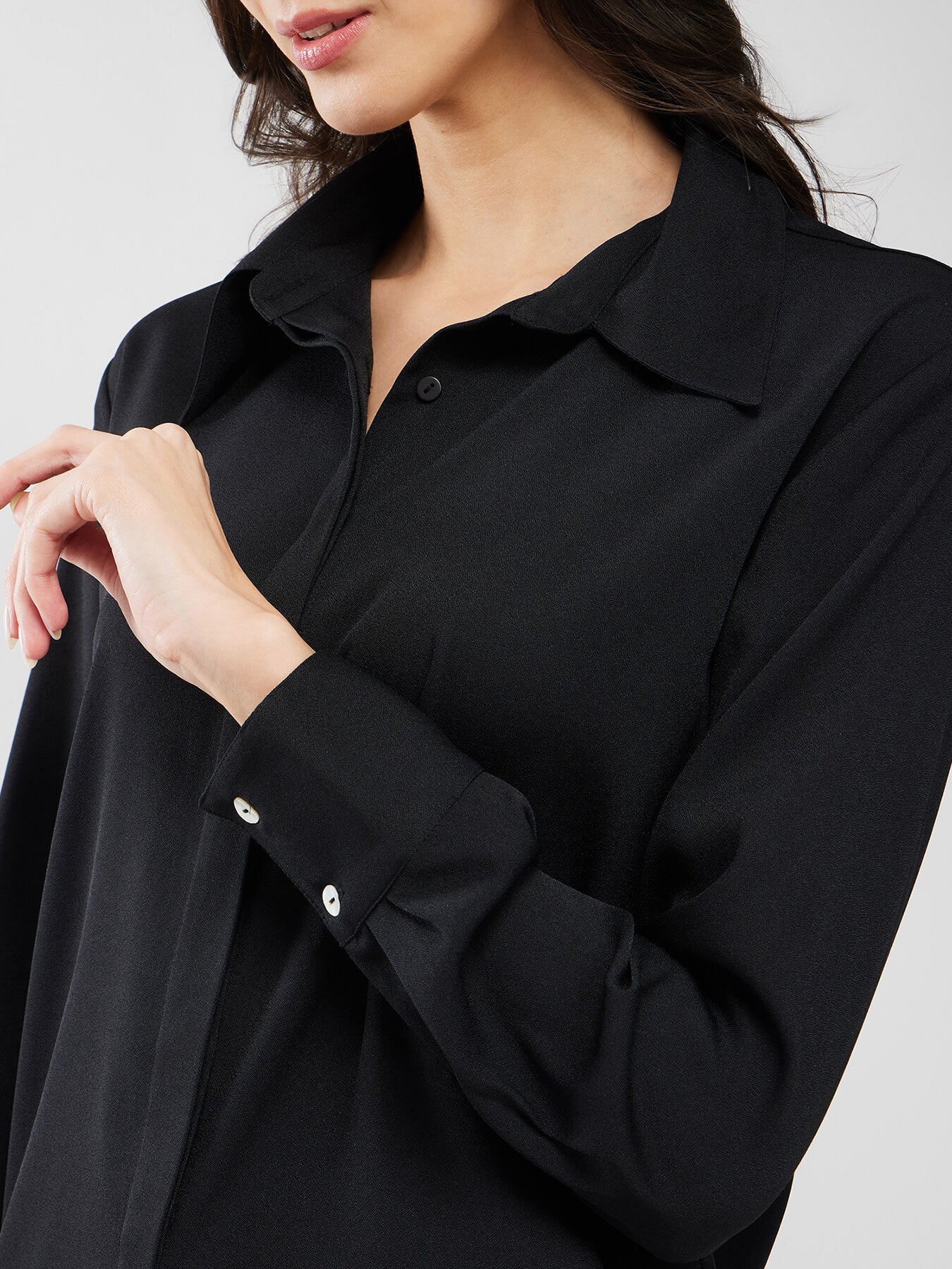 Collared Neck Shirt - Black