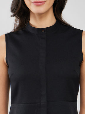 Round Neck Peplum Shirt - Black