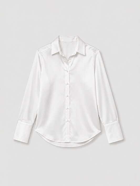 Satin Bell Cuff Shirt - Off White