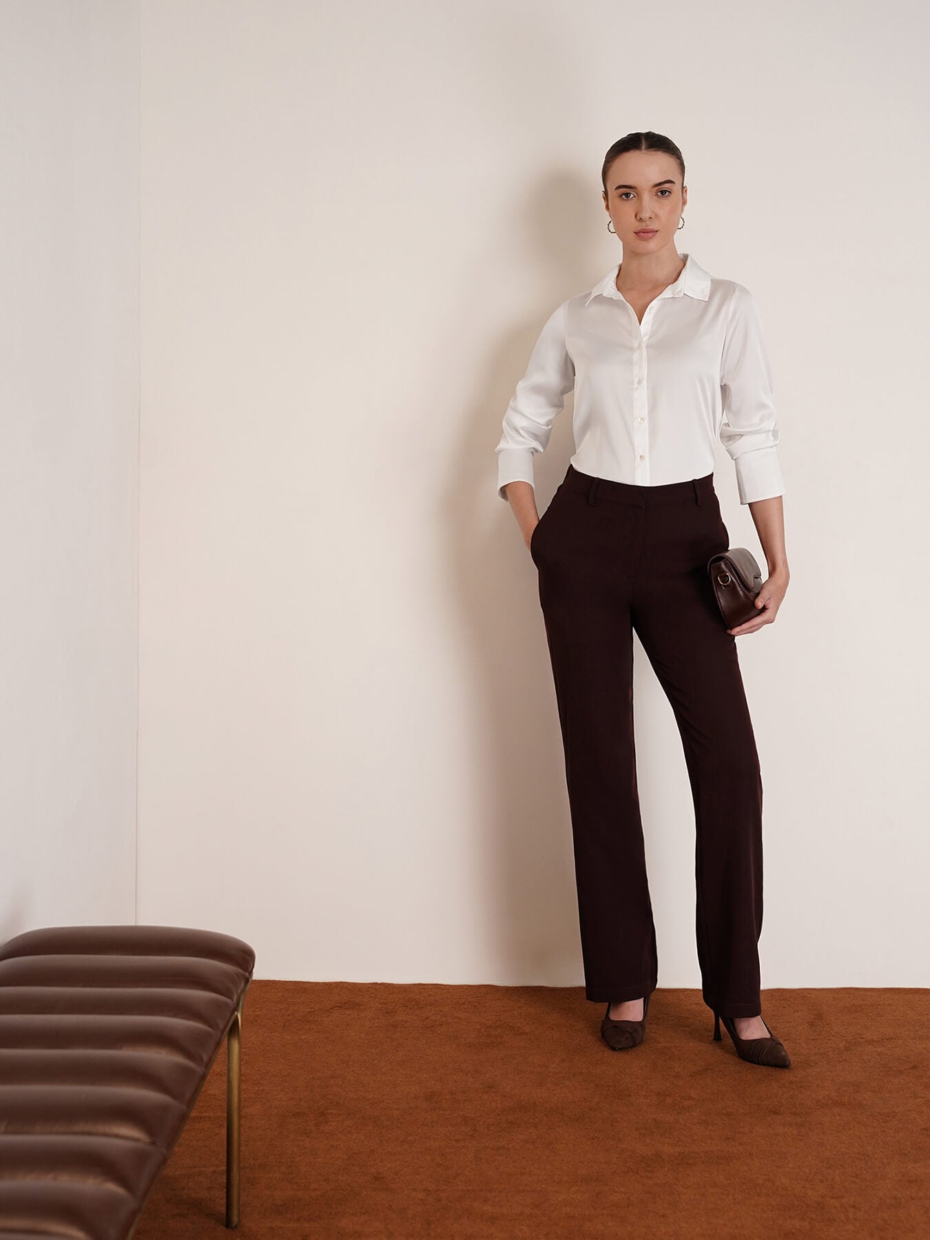 Satin Bell Cuff Shirt - Off White