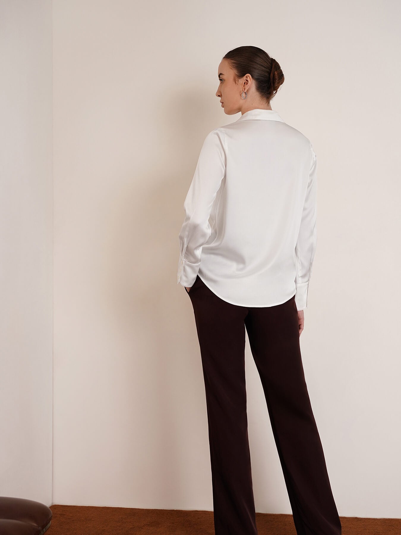 Satin Bell Cuff Shirt - Off White