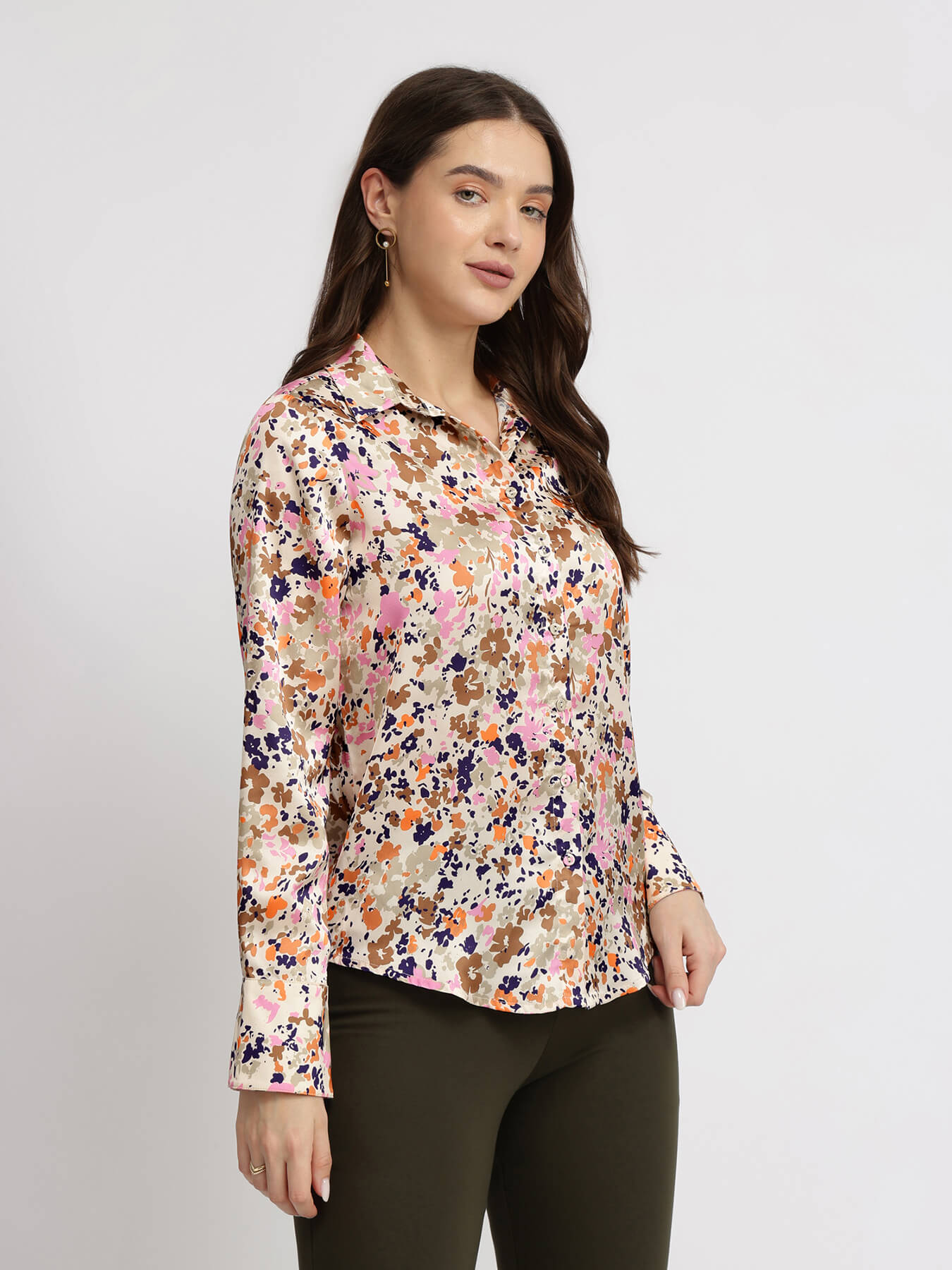 Satin Abstract Print Shirt - Multicolour