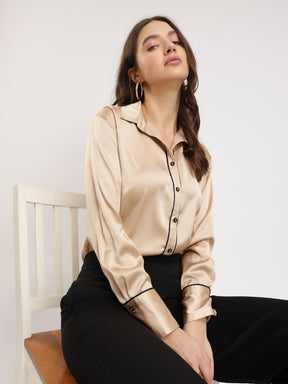 Satin Shirt - Beige