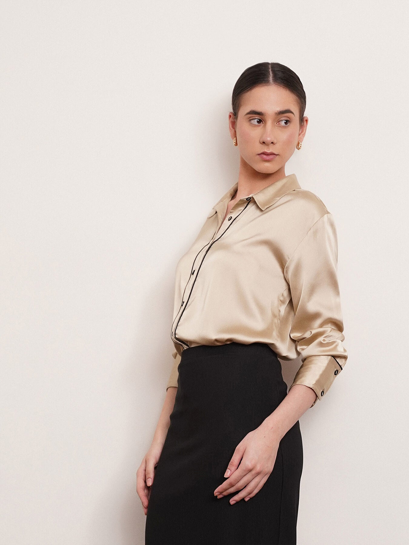 Satin Shirt - Beige