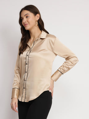 Satin Shirt - Beige