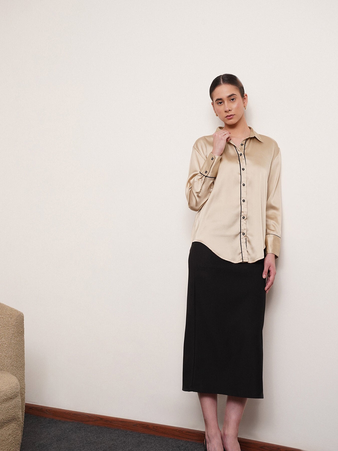 Satin Shirt - Beige